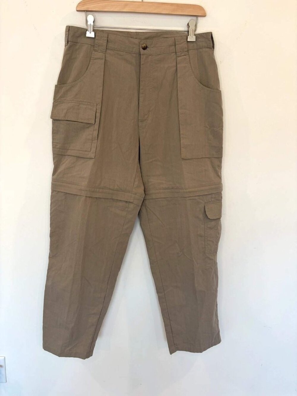 Vintage Woolrich Convertible Cargo Pants Men's 34 Khaki Zip Off Hiking Fishing